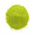 dry tea powder on white background