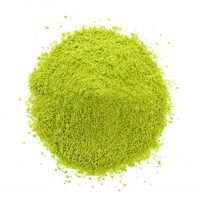 dry tea powder on white background