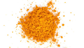 Turmeric (Curcuma) powder isolated on white background. Curry powder.